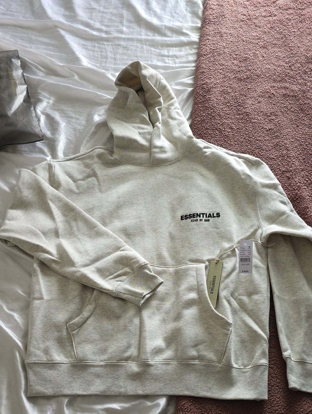 ESSENTIALS Men's Cream Crewneck Hoodie Sweatshirt